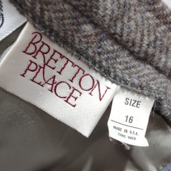 BRETTON PLACE 2 PIECE 100% WOOL GRAY BLAZER AND SKIRT LINED VINTAGE USA SIZE W16 - Picture 9 of 11